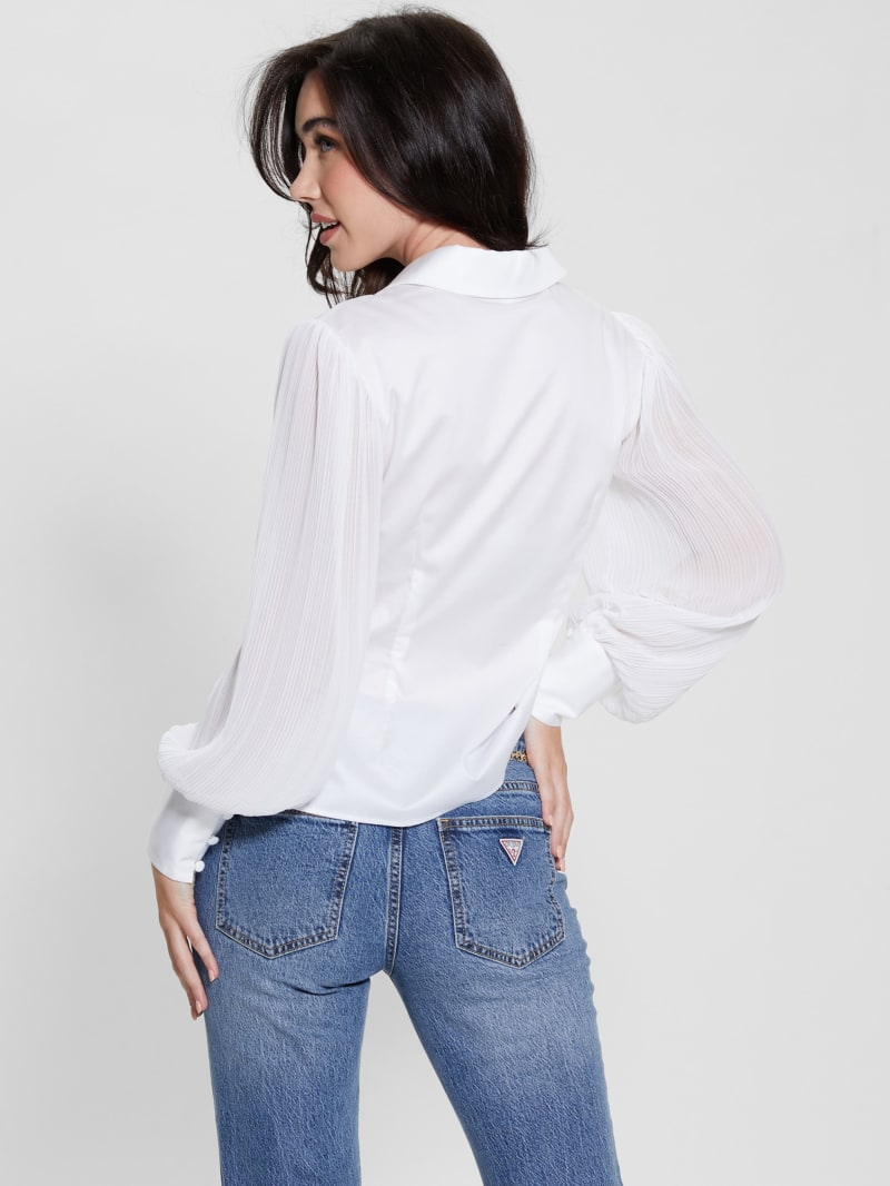 Guess Amara Pleated Shirt - Pure White