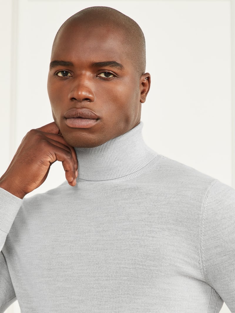 Guess Merino Wool Turtleneck Sweater - Light Stone Heather