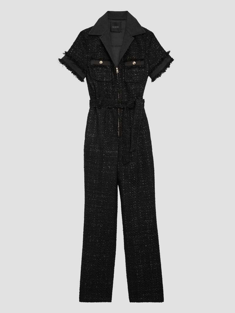 Guess Clarissa Metallic Tweed Jumpsuit - Black Tweed Fantasy