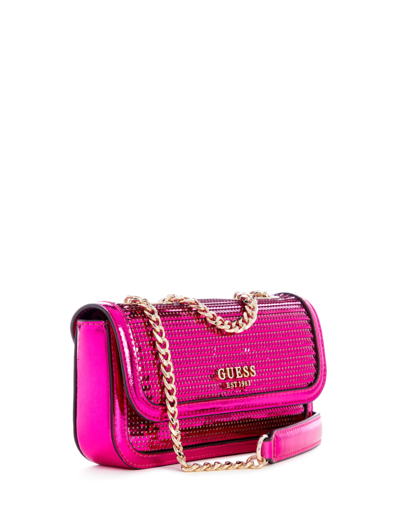 Guess Kaska Sequin Convertible Mini Crossbody - Fuchsia