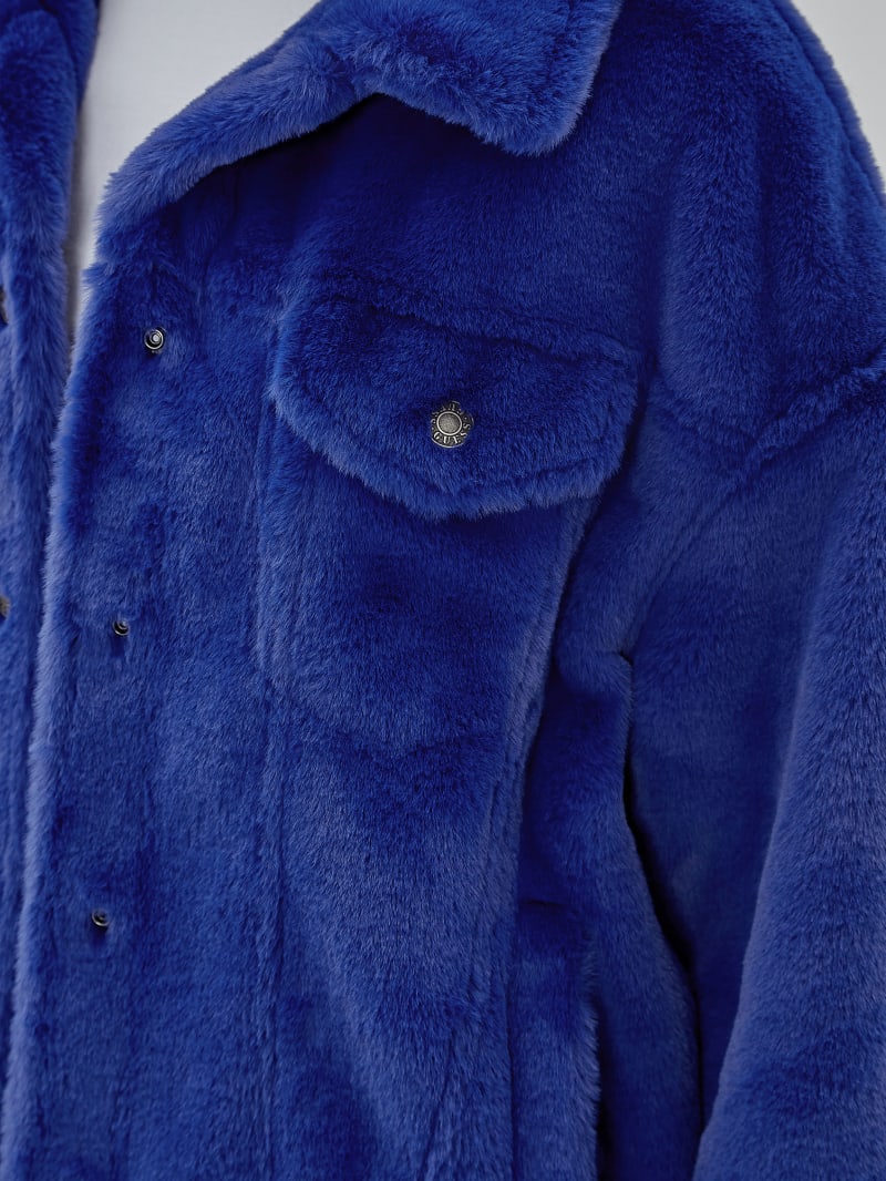 Guess GUESS Originals Oversized Fur Jacket - Blue Soul