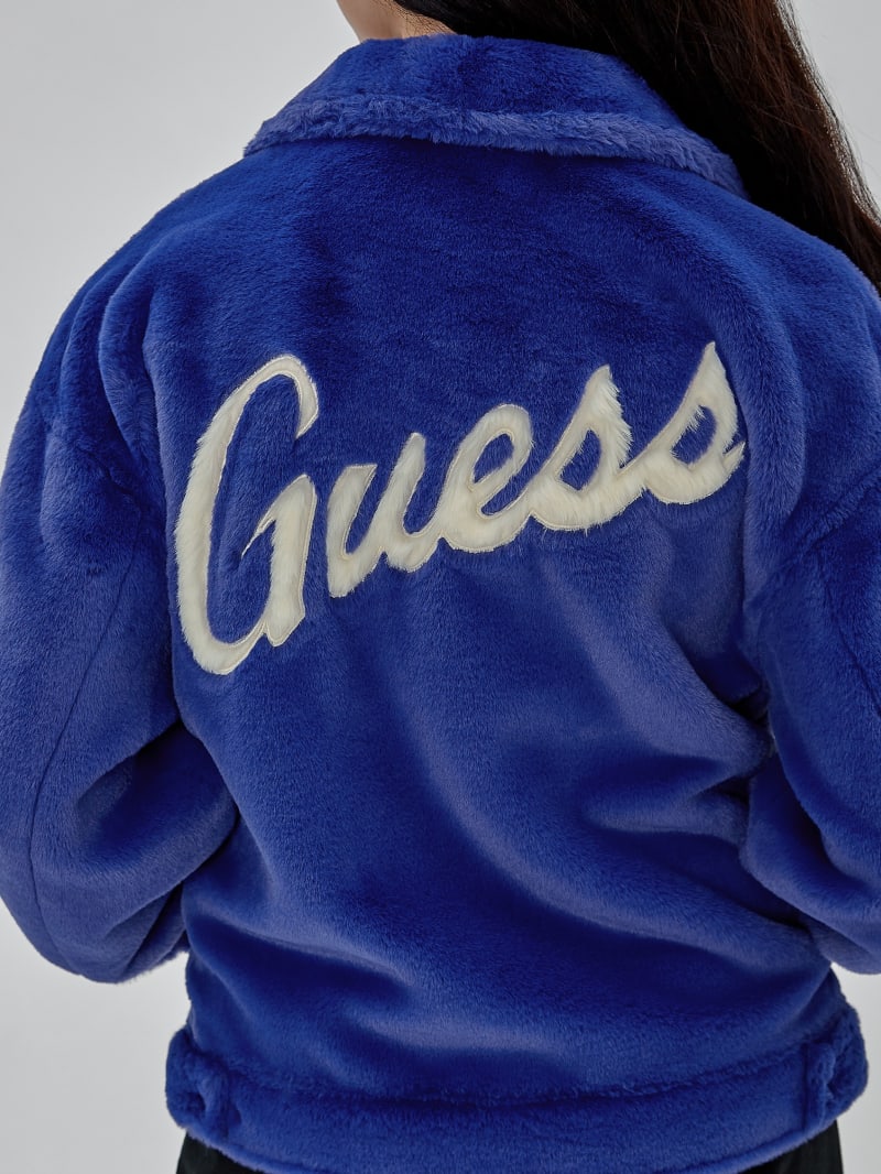 Guess GUESS Originals Oversized Fur Jacket - Blue Soul