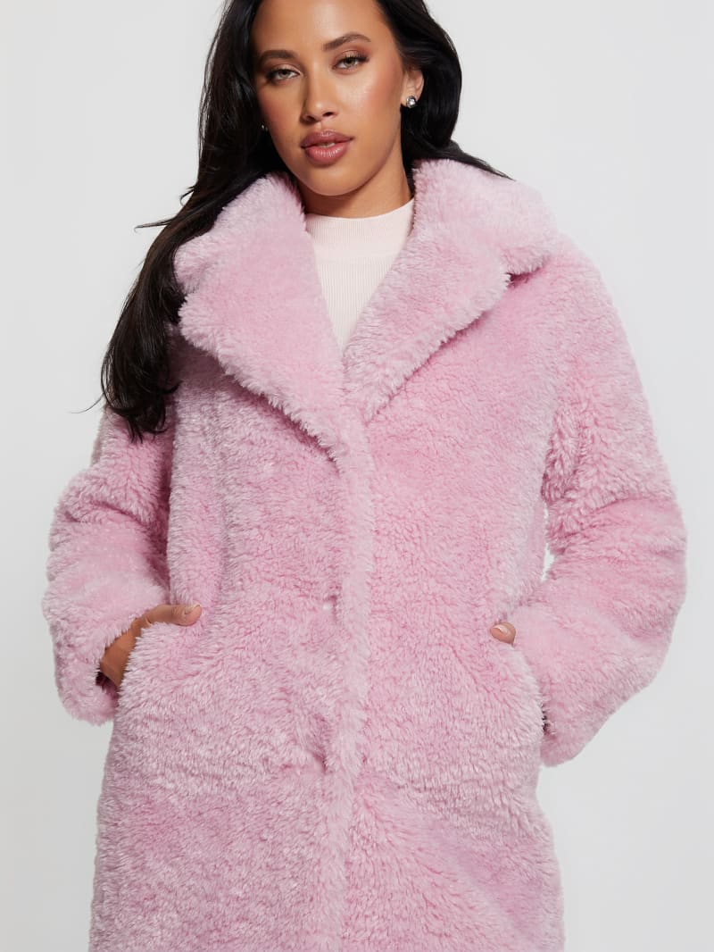 Guess Nives Faux-Fur Coat - Charming Purple