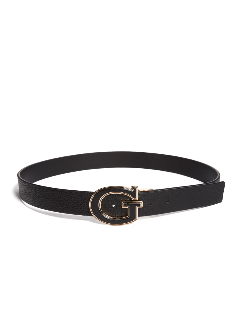 Guess Reversible G Buckle Belt - Black Snakeskin