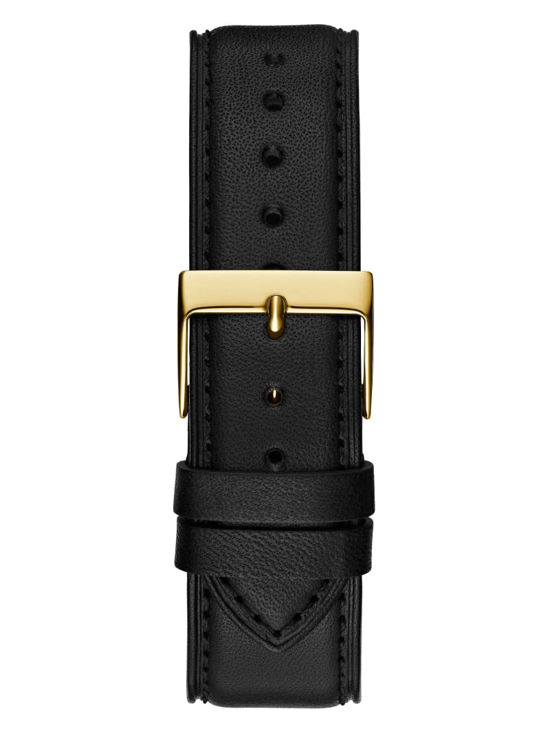 Guess Gold-Tone and Black Leather Analog Watch - Black Snakeskin