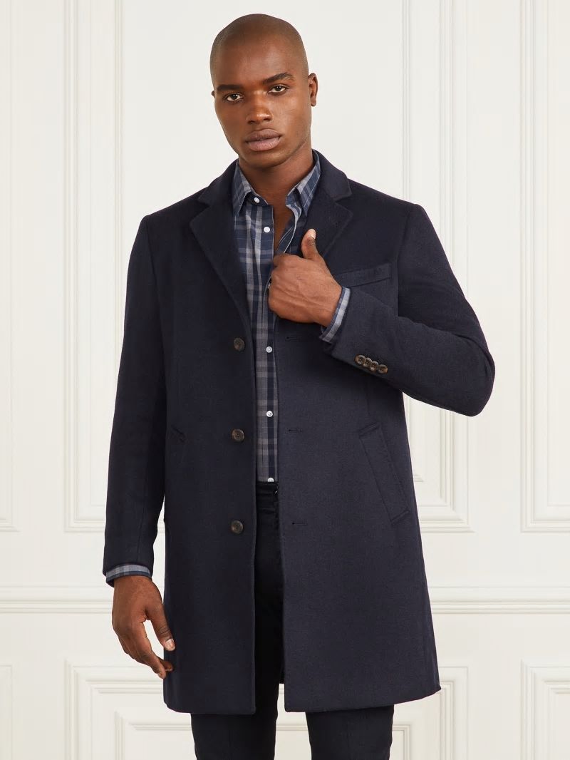 Guess Single Breasted Wool-Blend Coat - Bleu éLéGant