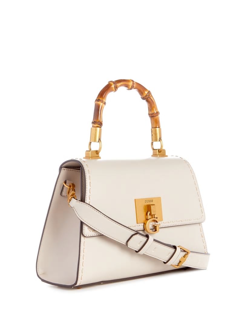 Guess Stephi Bamboo Handle Mini Satchel - White