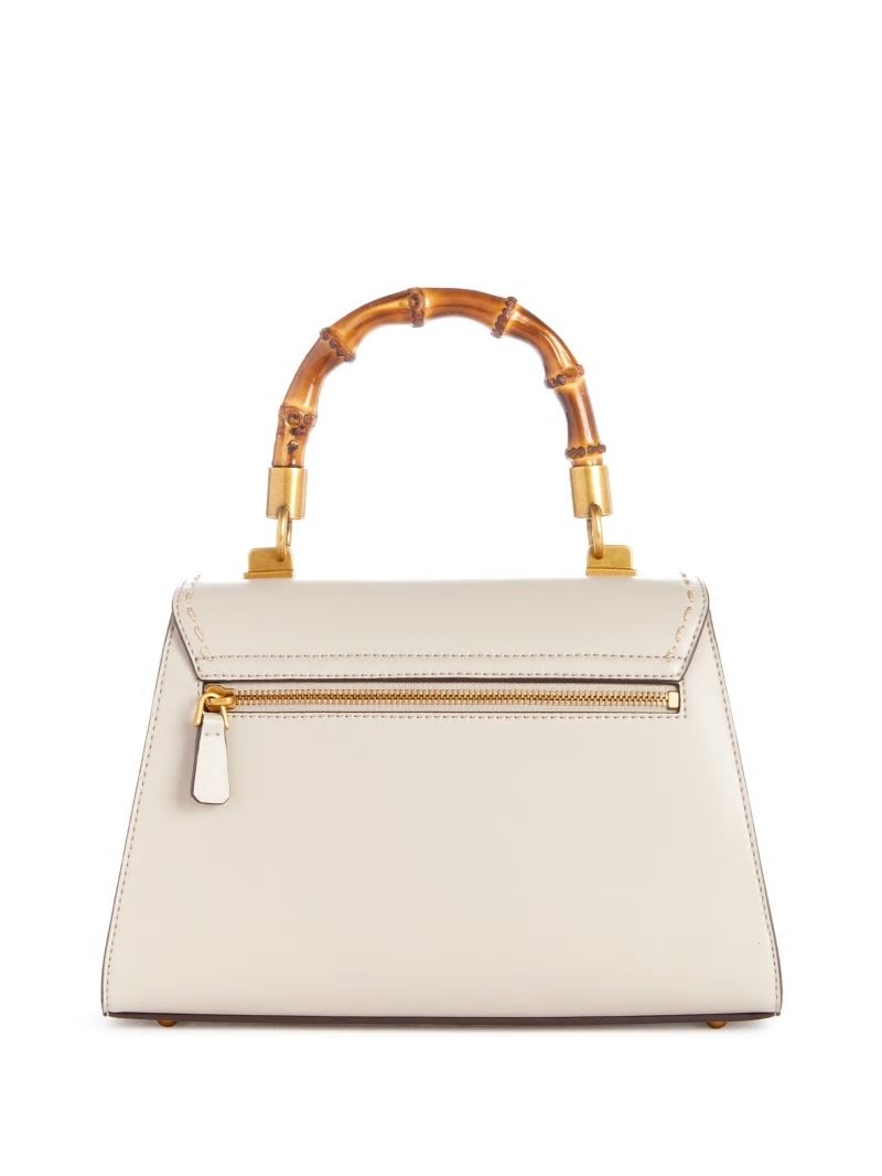 Guess Stephi Bamboo Handle Mini Satchel - White