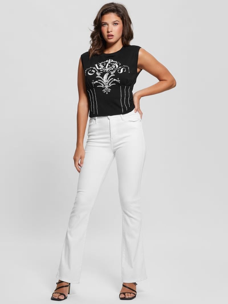 Guess Queen Graphic Corset Tee - Black