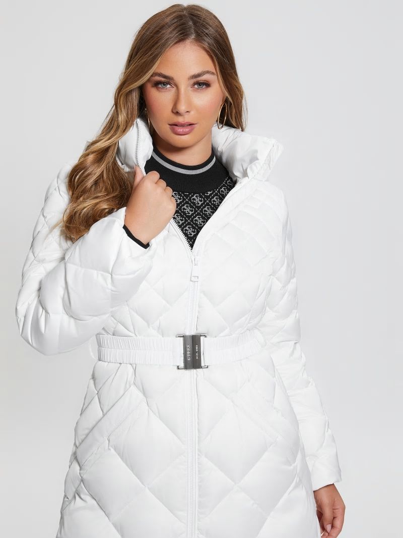 Guess Eco Olga Long Down Jacket - Pure White