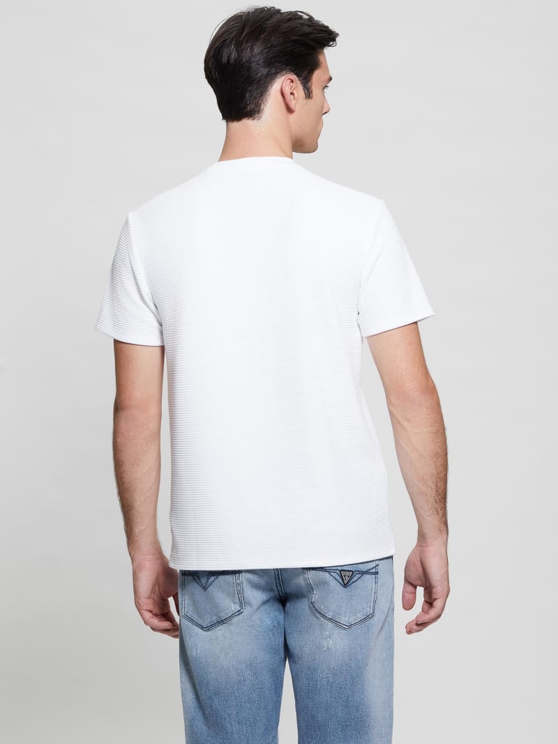 Guess Textured Stripe Tee - Pure White