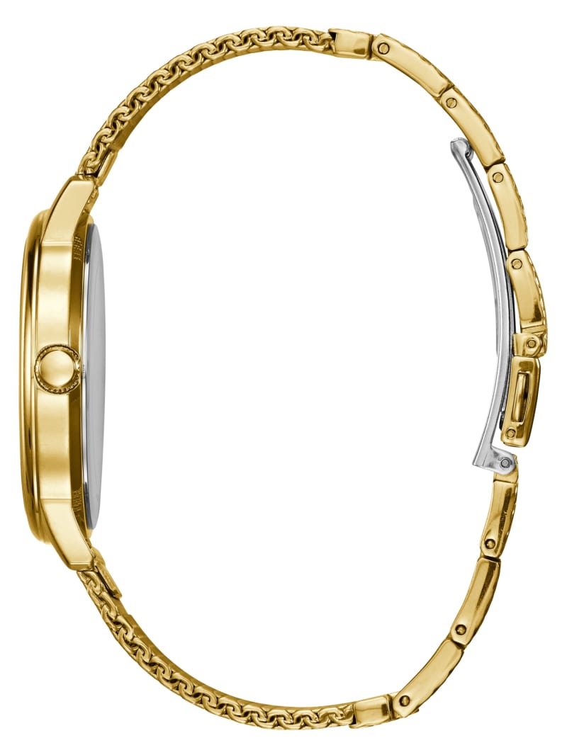 Guess Gold-Tone Slim Mesh Diamond Watch - Gold