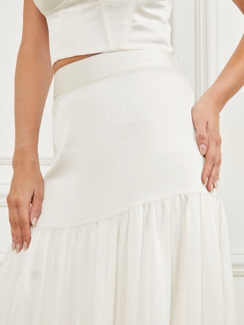 Guess Susanne Satin Maxi Skirt - Pale Pearl