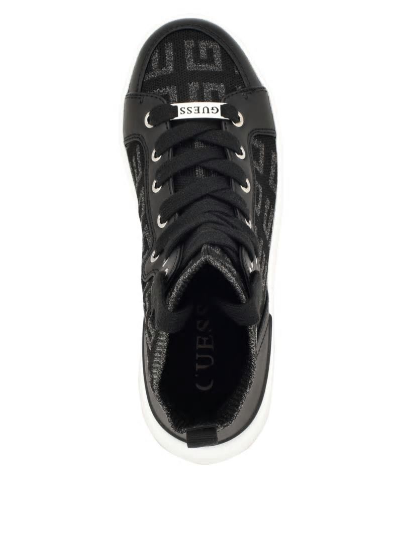 Guess Mannen Logo Knit High-Top Sneakers - Black 001