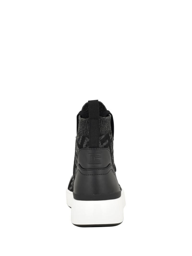 Guess Mannen Logo Knit High-Top Sneakers - Black 001