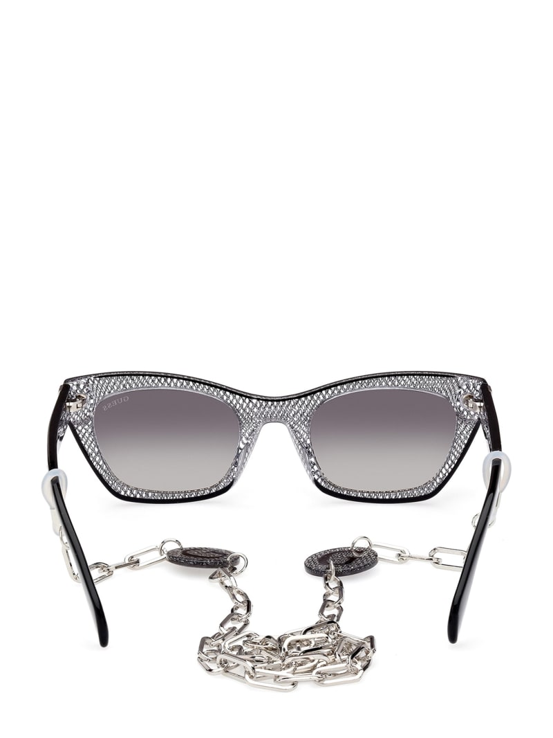 Guess Metallic Plastic Cat-Eye Sunglasses - Silver