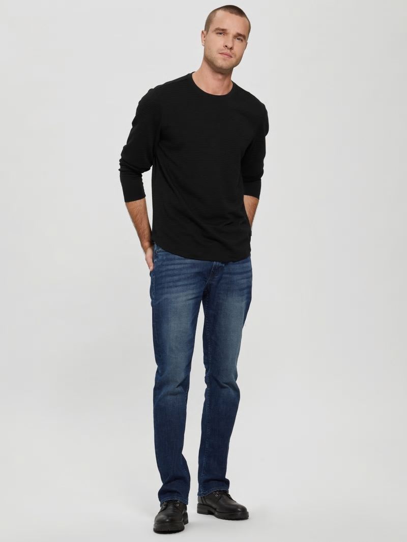 Guess Textured Jersey Long-Sleeve Tee - Jet Black