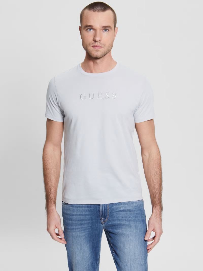 Guess Embroidered Logo Tee - Grey Pearl