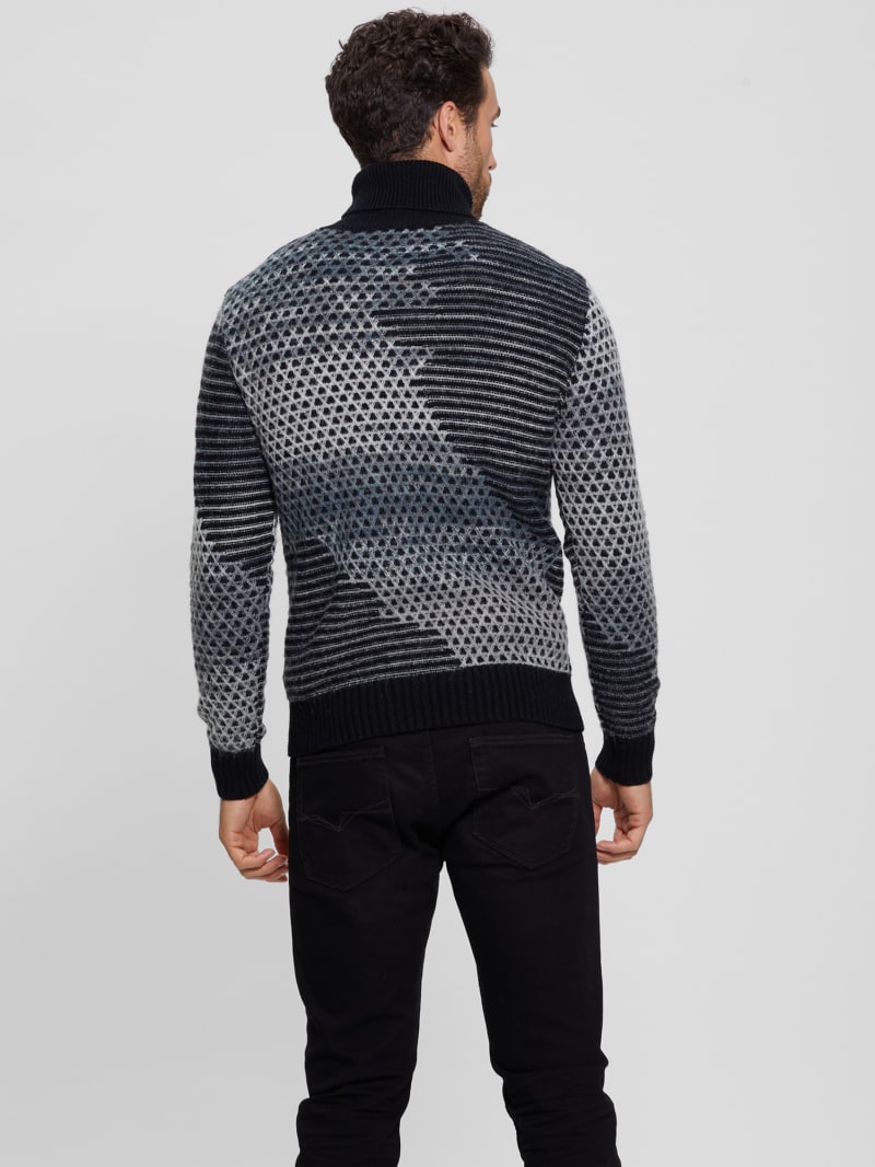 Guess Arthur Turtleneck Stitch Sweater - Black And White Space