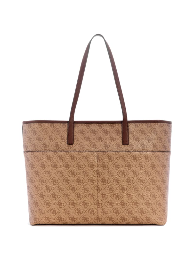 Guess Power Play Quattro G Large Tech Tote - Latte Logo