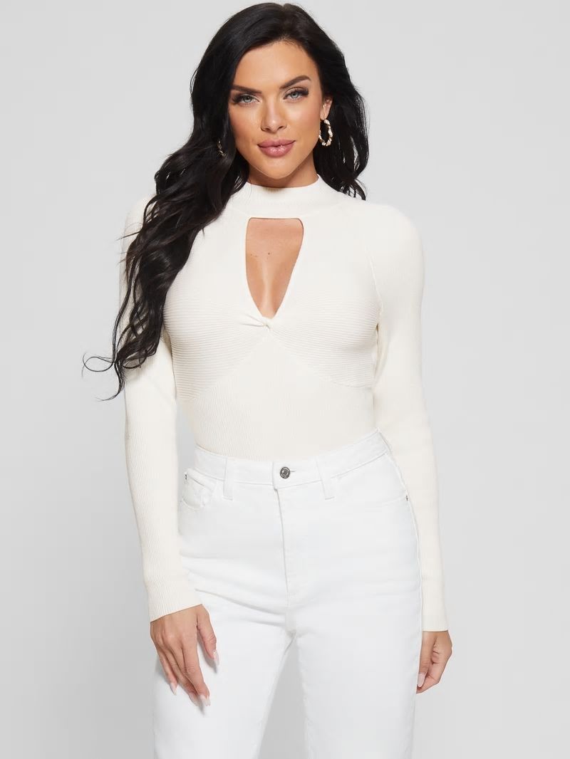 Guess Eco Rubie Cutout Sweater - Cream White