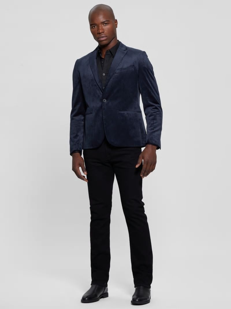 Guess Fulham Velvet Blazer - Bleu éLéGant