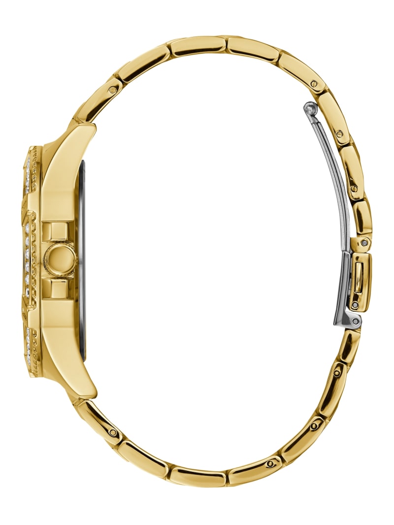 Guess Rhinestone Gold-Tone Multifunction Watch - Gold