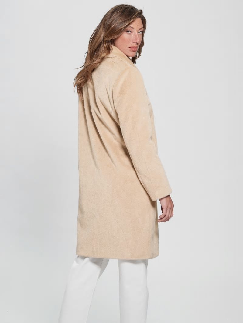 Guess Simmone Faux-Fur Coat - Foamy Taupe