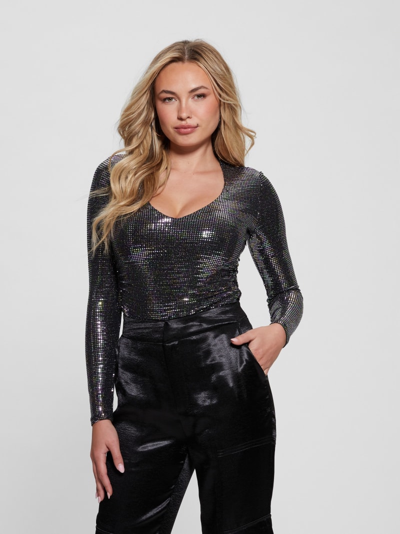 Guess Camille V-Neck Bodysuit - Oil Slick Multi