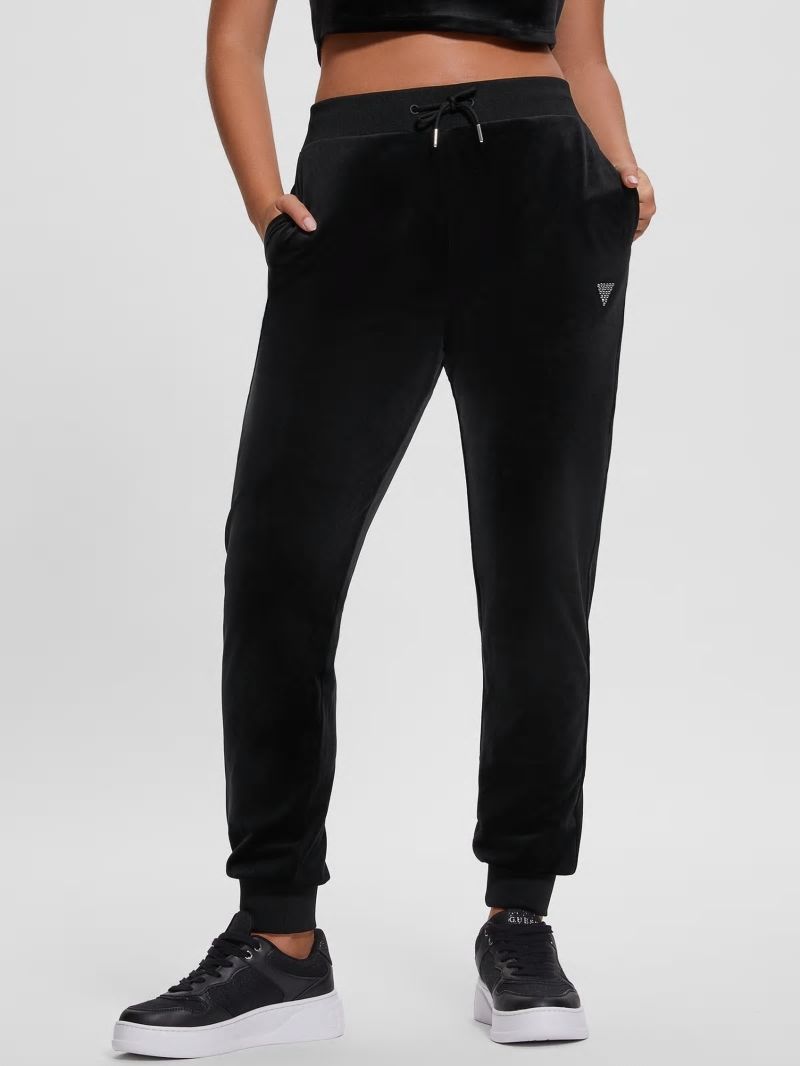 Guess Eco Couture Velvet Joggers - Black