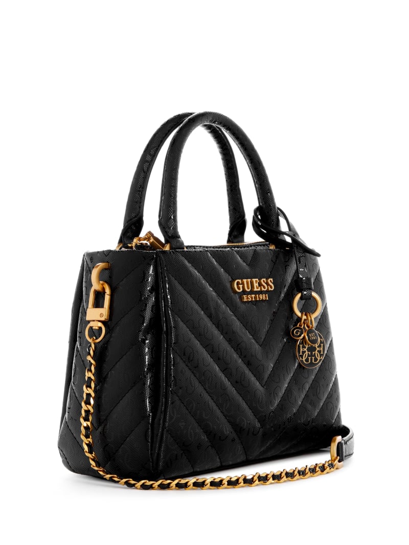 Guess Jania Quilted Small Girlfriend Satchel - Black