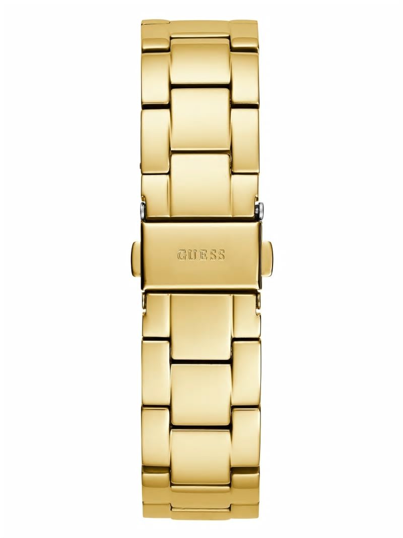 Guess Gold-Tone and Burgundy Multifunction Watch - Gold