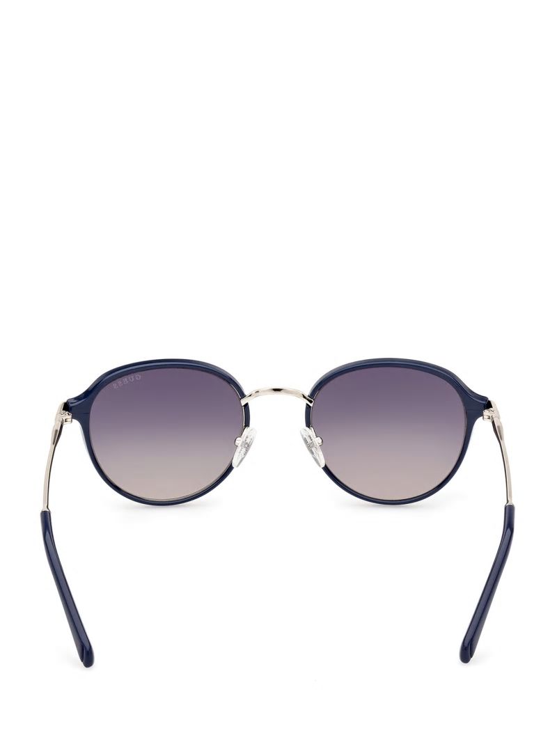 Guess Round Plastic Metal Bridge Sunglasses - Blue