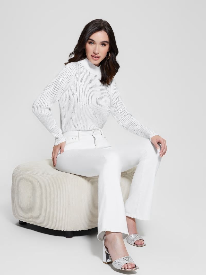 Guess Vivian Sequin Sweater - Pure White