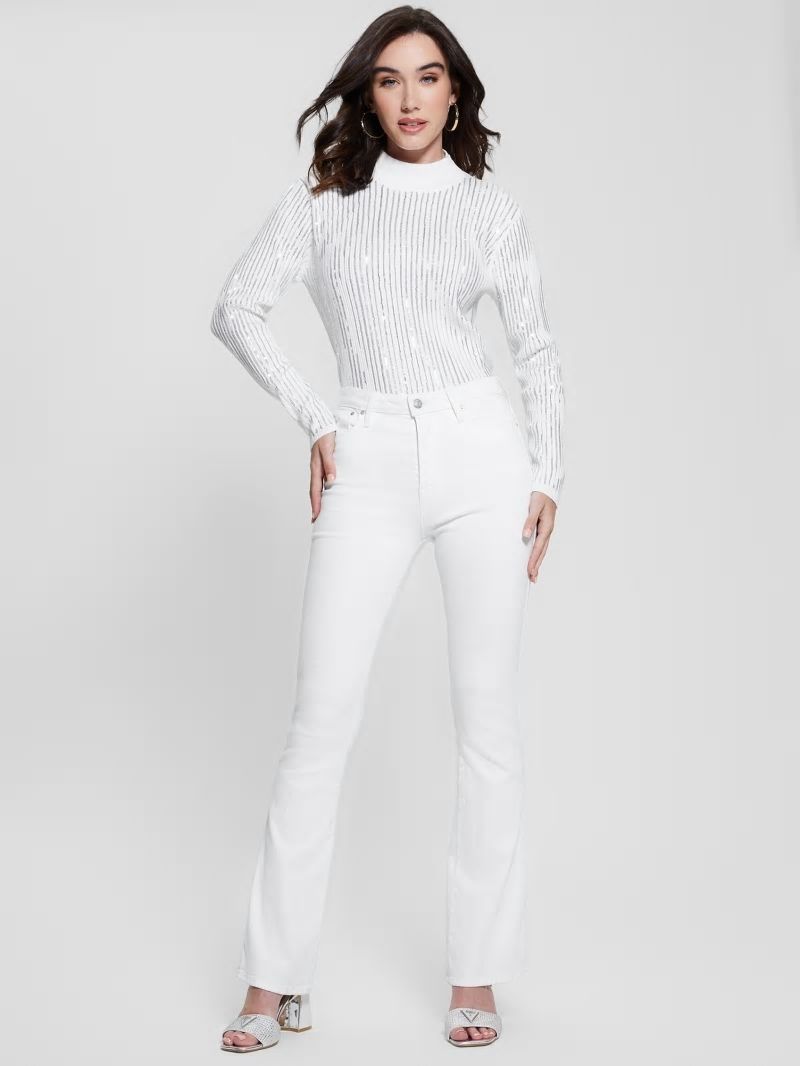 Guess Vivian Sequin Sweater - Pure White