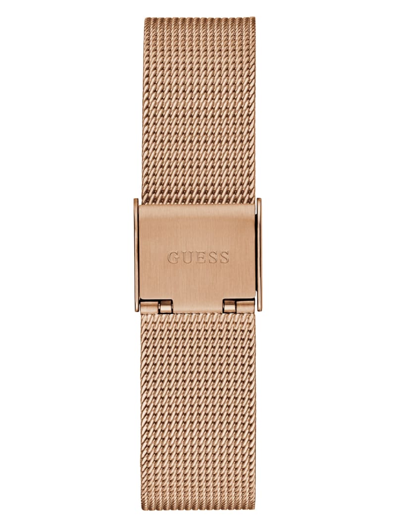 Guess Rose Gold-Tone Triangle Mesh Analog Watch - Silver