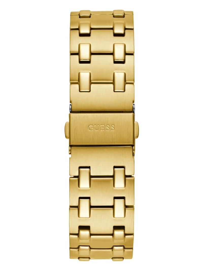 Guess Gold-Tone and Green Sunburst Analog Watch - Gold