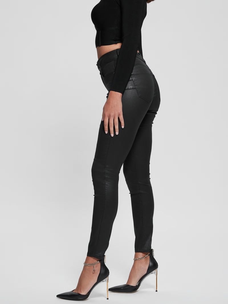 Guess High-Rise Shape Up Jeans - Coated Black