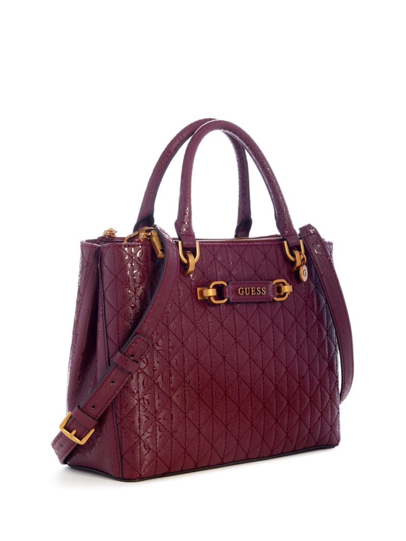 Guess Aveta Status Satchel - Burgundy