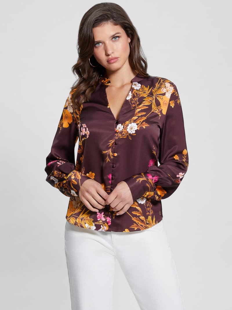 Guess Eco Rita Satin Shirt - Bountiful Print