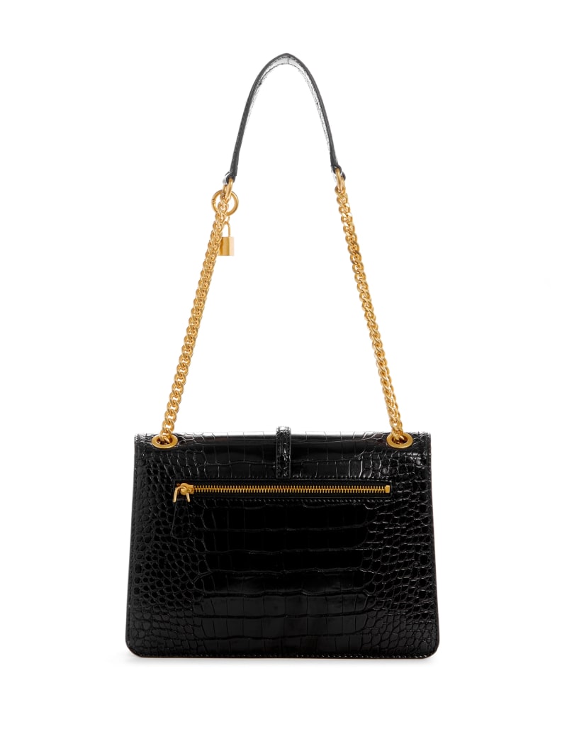 Guess James Croc Convertible Bag - Black Floral Print