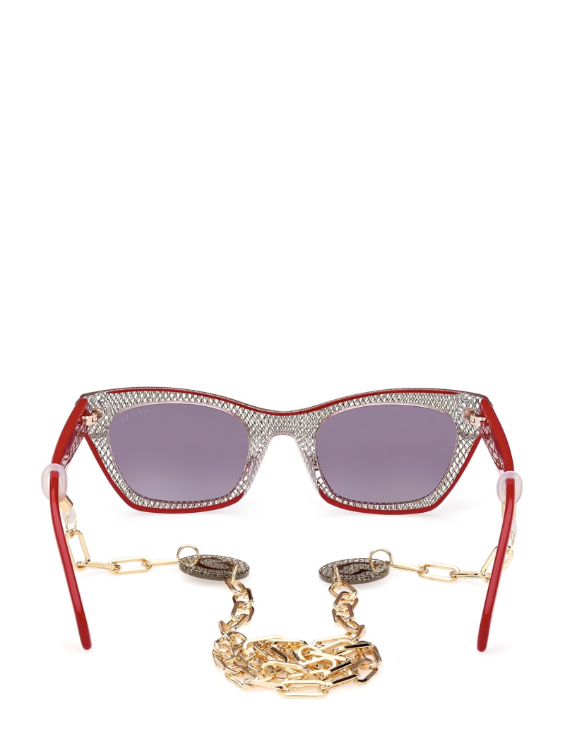 Guess Metallic Plastic Cat-Eye Sunglasses - Red