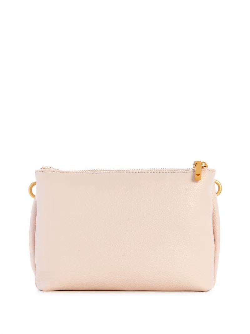 Guess Laryn Pebbled Dual-Zip Crossbody - Light Rose