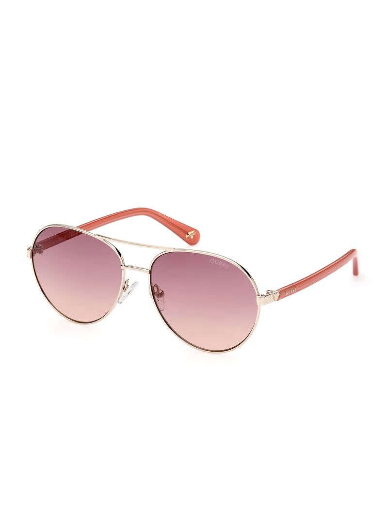 Guess Gold-Tone Aviator Sunglasses - Gold W/ Pink