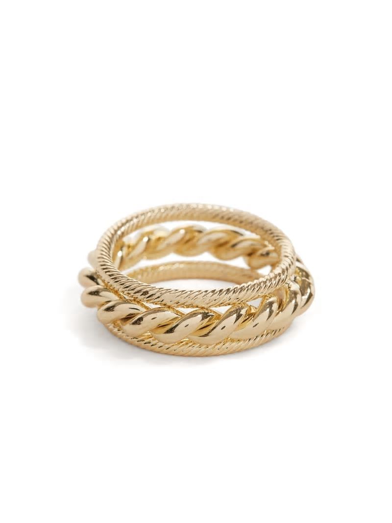 Guess Multi-Tone Braided Twist Ring - Silver/Gold