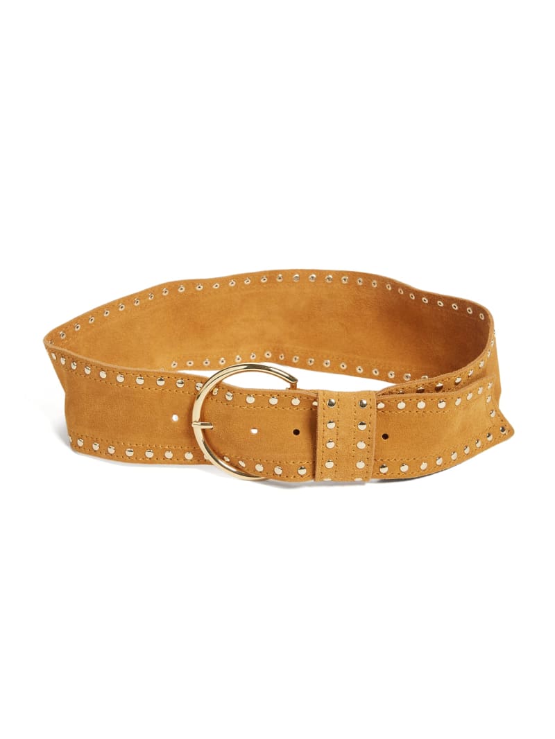 Guess Studded Suede Leather Belt - Brown/Blue