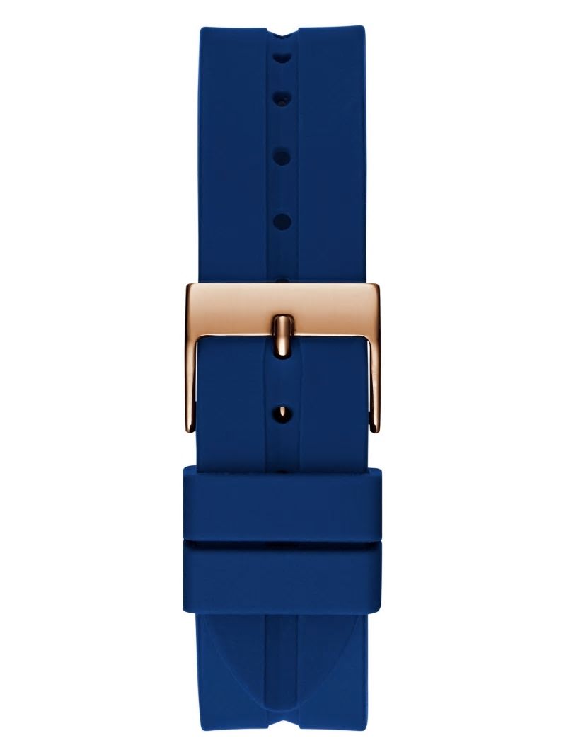 Guess Gold-Tone and Blue Silicone Multifunction Watch - Rose Gold