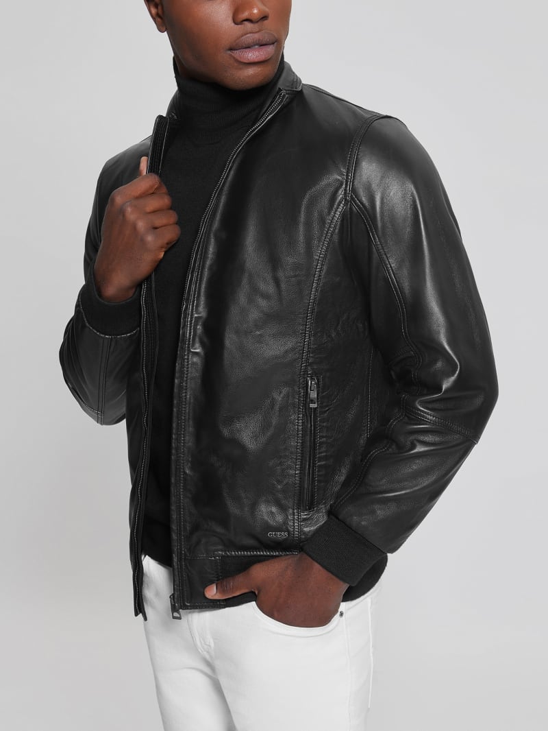 Guess Soft Leather Jacket - Black