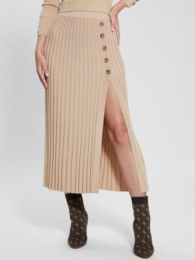 Guess Shopie Pleated Sweater Skirt - Foamy Taupe