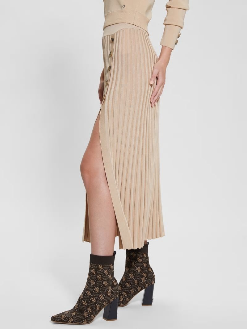 Guess Shopie Pleated Sweater Skirt - Foamy Taupe